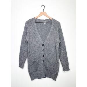 Oversized Cardigan Sweater Small Petite Gray Casual Grandpacore Cottagecore